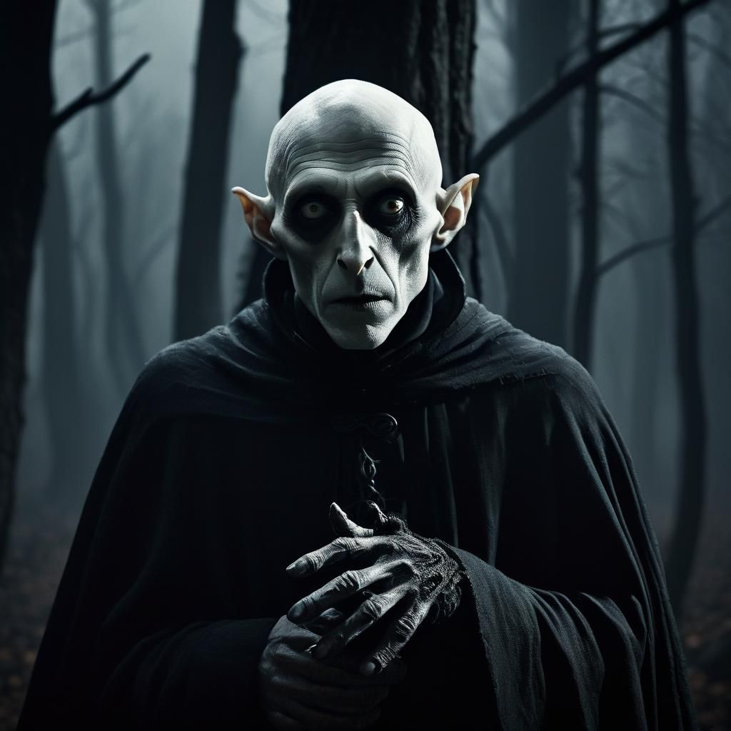 Nosferatu Portrait in German Expressionism Style