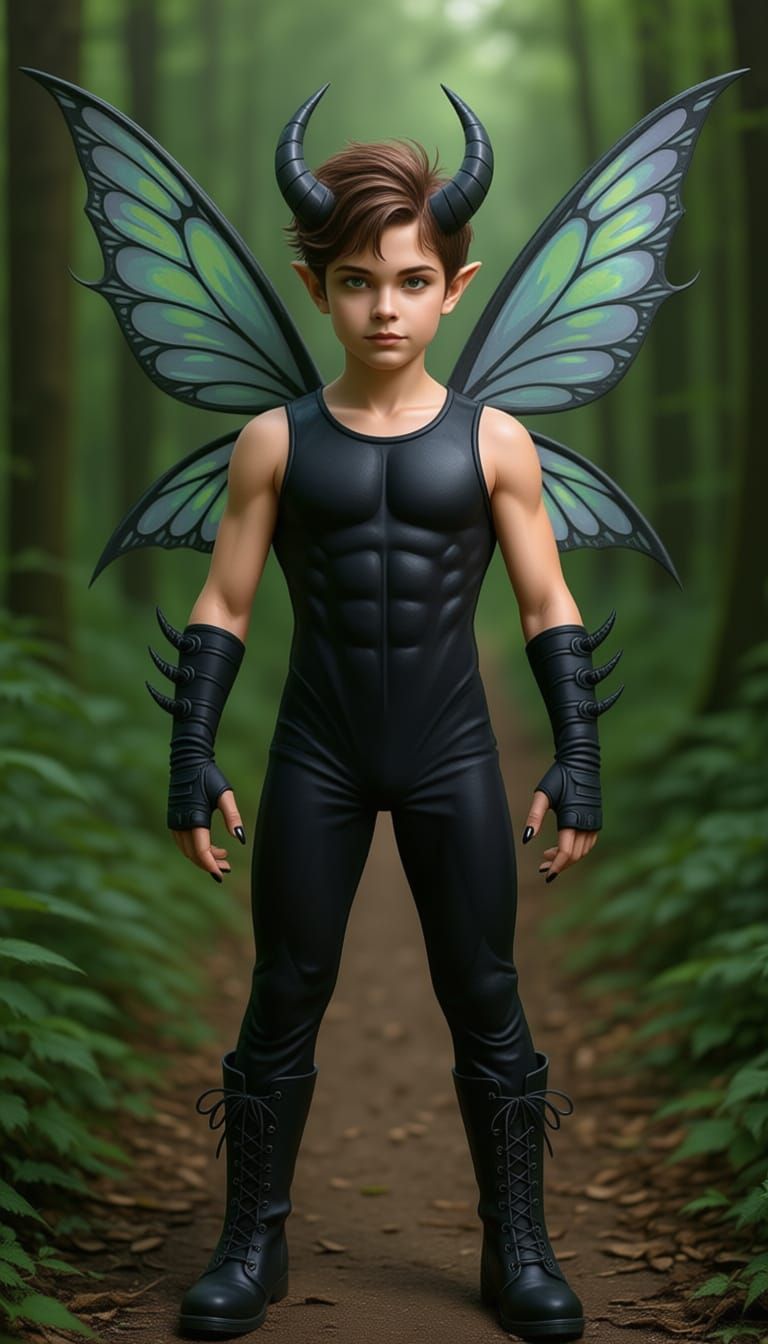 Demon Boy With Fairy Wings and Black Nails