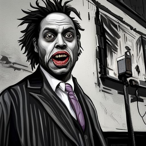 Detailed Painting of Laughing Beetlejuice