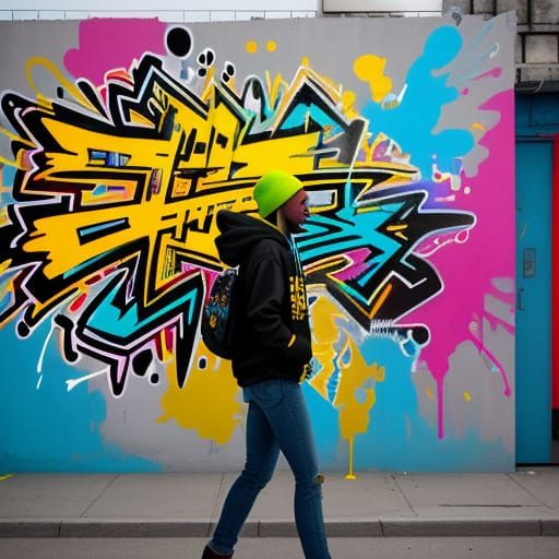 Vibrant City Alleyway Scene in Street Art Style