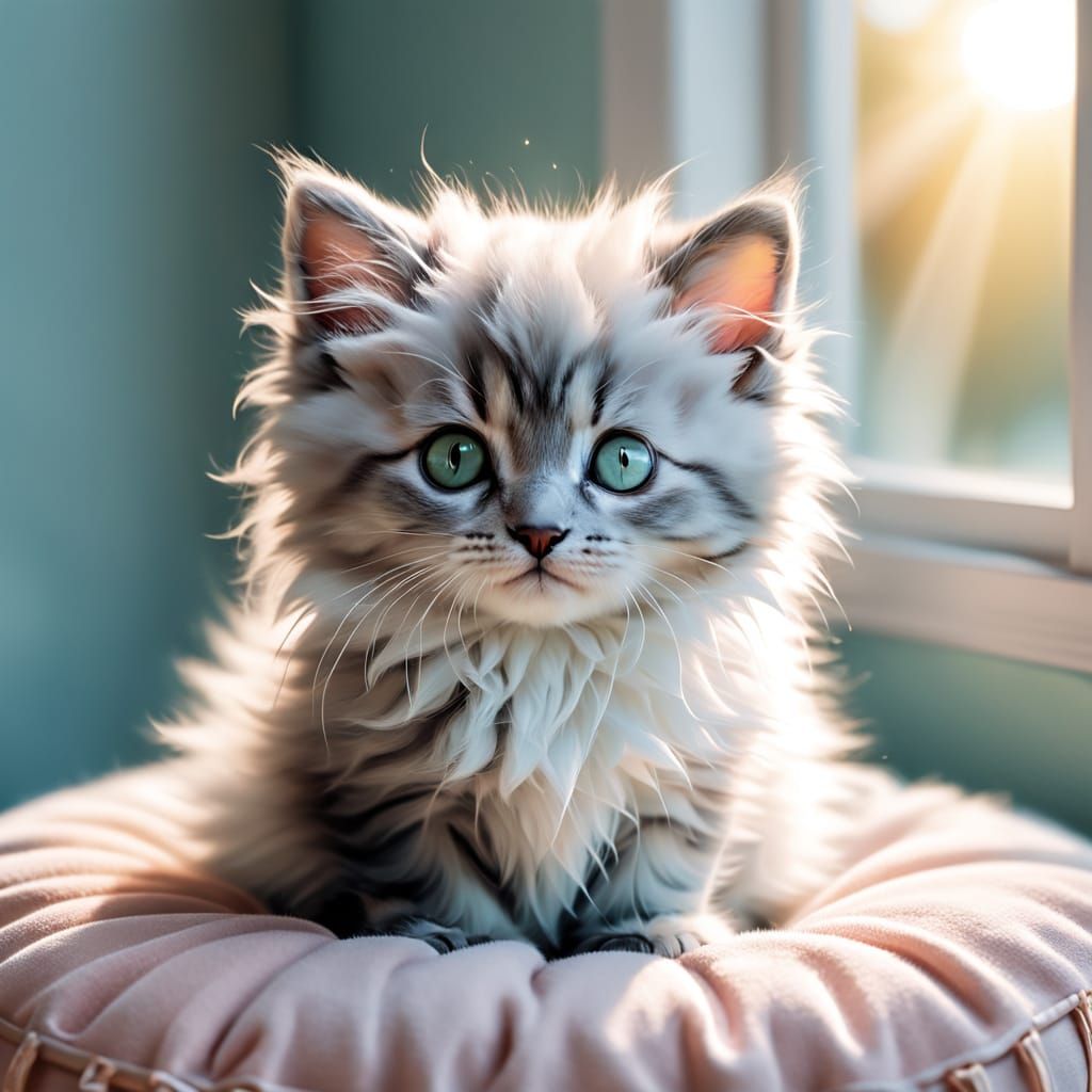 Miniature Kitten in Pastel Paradise