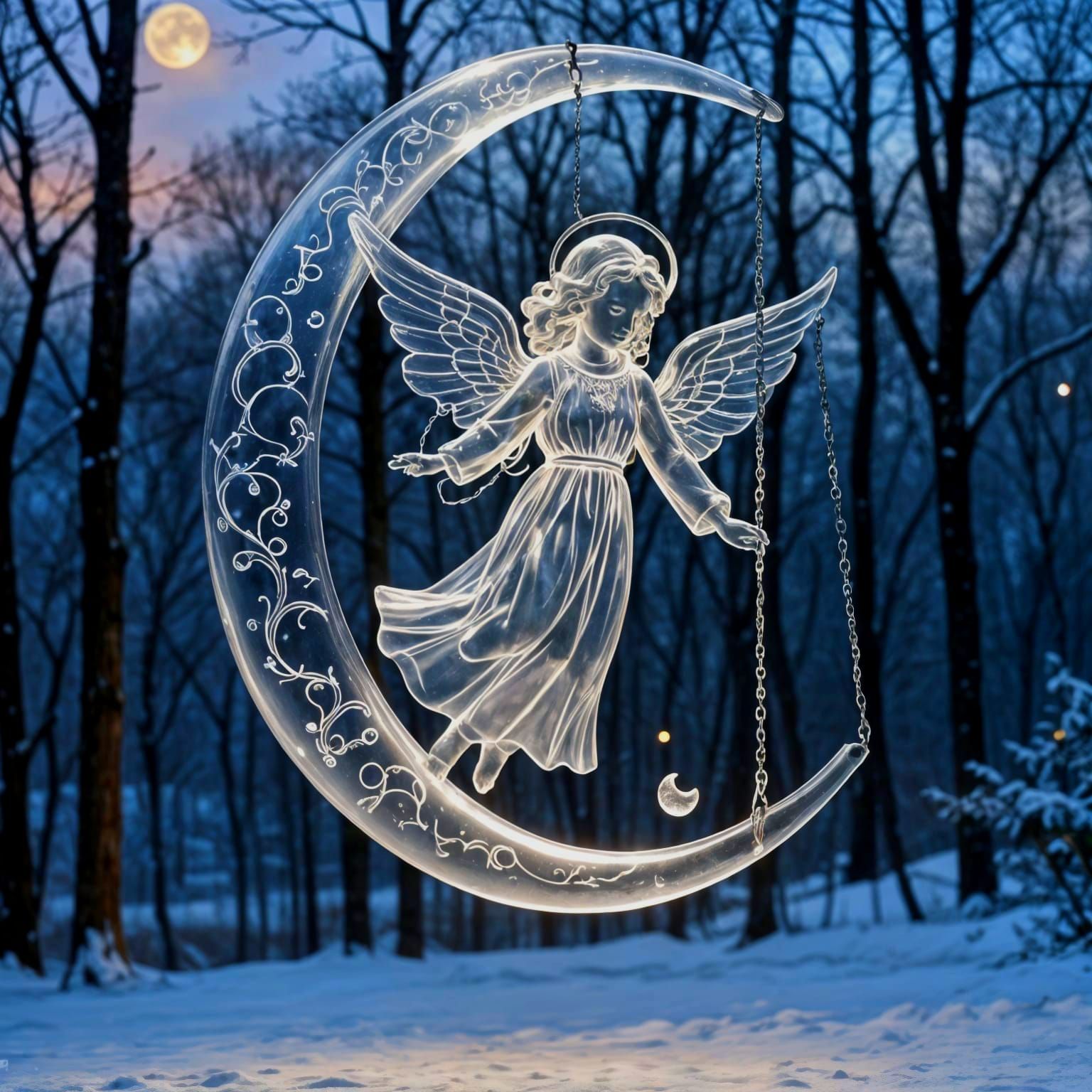 Translucent Angel on Moon Swing