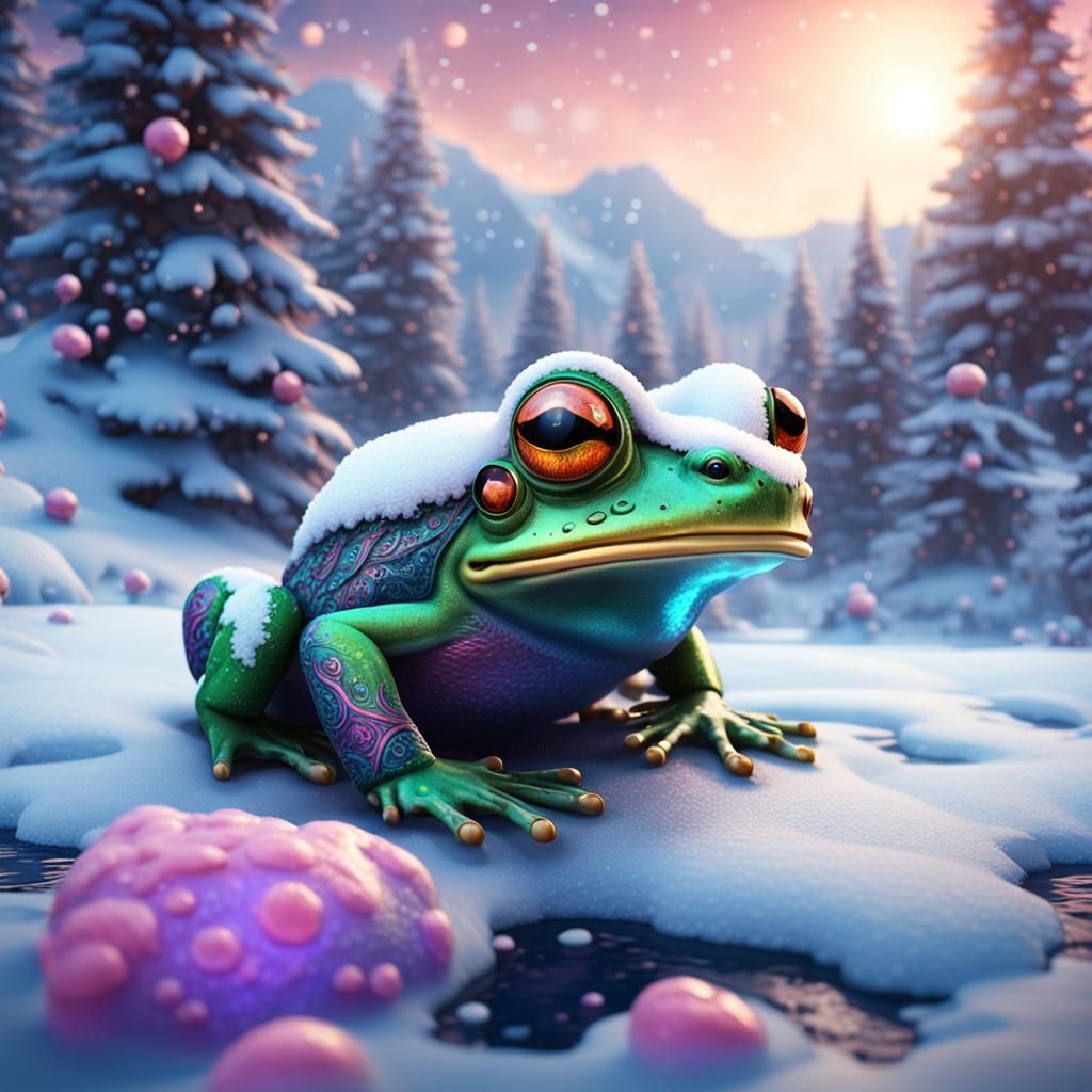 Psychedelic Frog's Snowy Quest for Self-Discovery