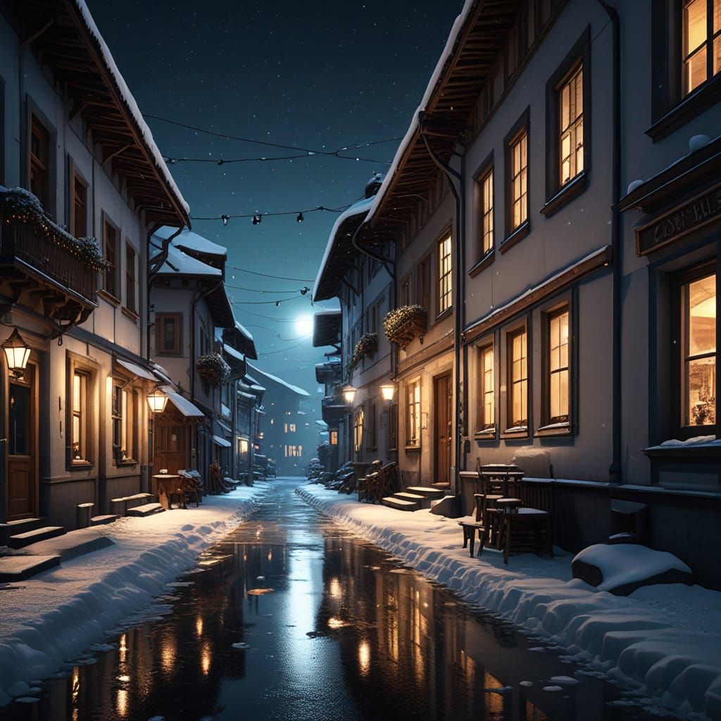 Night in Ardez, Switzerland: A Digital Art Masterpiece