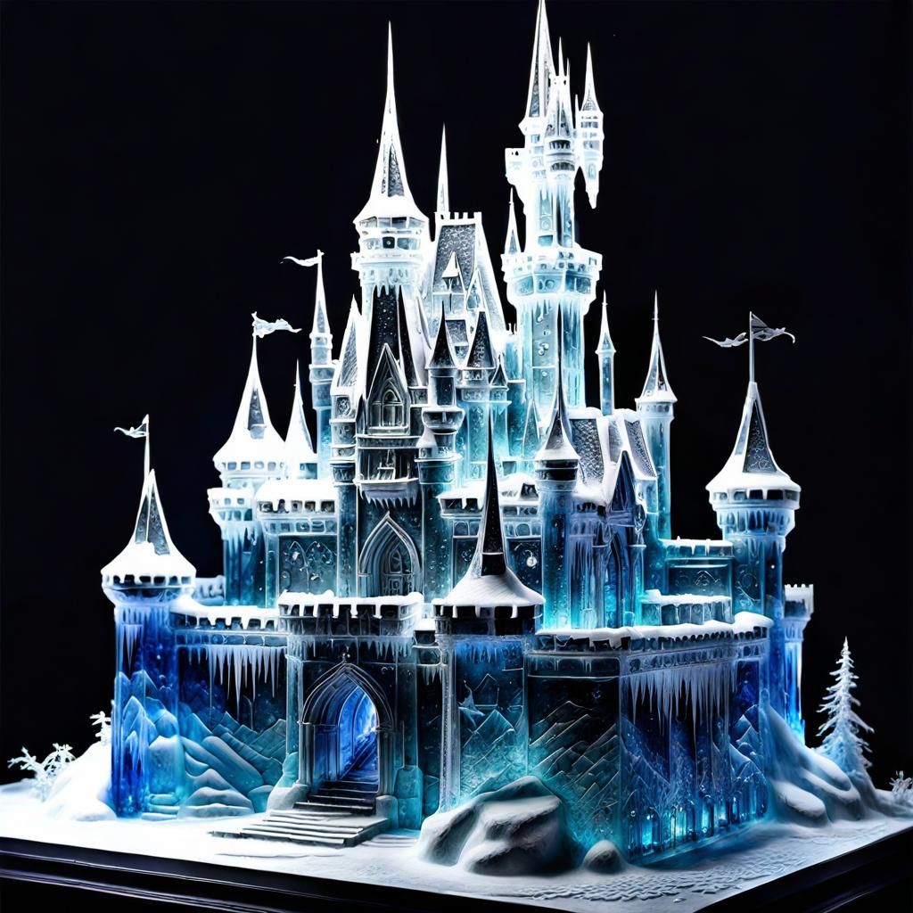 Crystal Ice Sculpture of Disney Castle