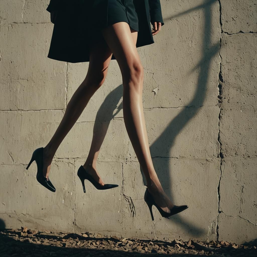 Cinematic Still of Woman's Long Legs in 35mm