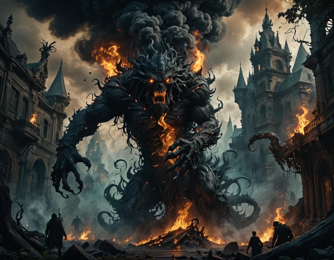 Black Smoke Monster Amorphous Entity: Fantasy Concept Art