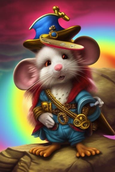 Mouse Pirate in a Rainbow Treasure Cave