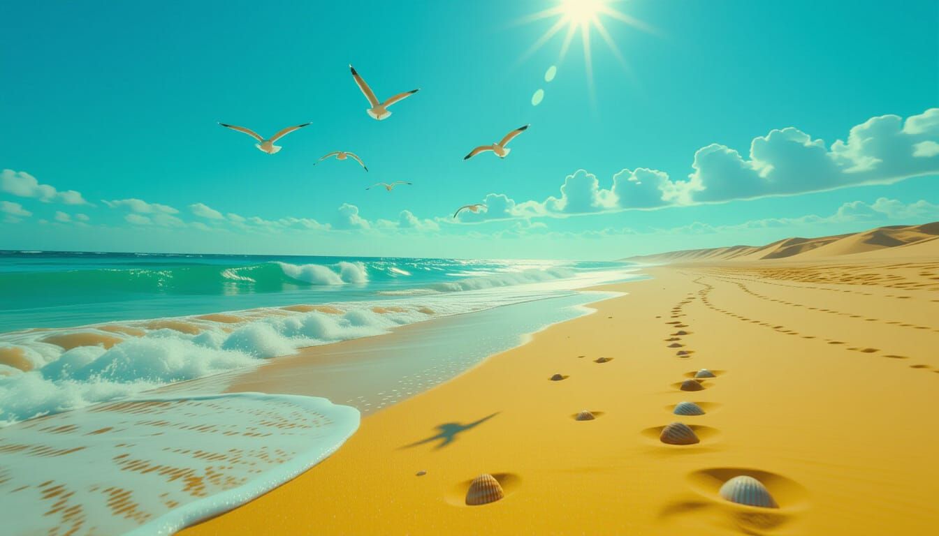 Cinematic Deserted Beach on a Summer Day