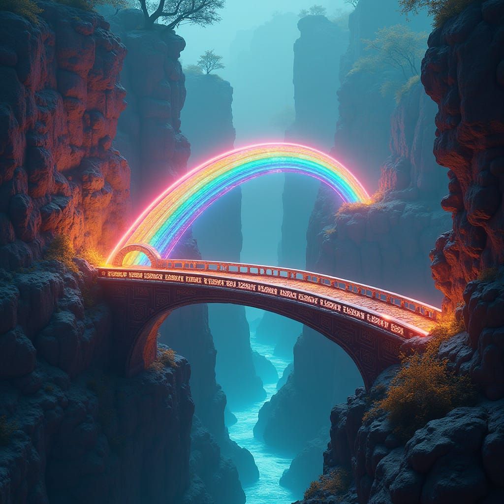 Vibrant Rainbow Bridge in Fantastical Architecture