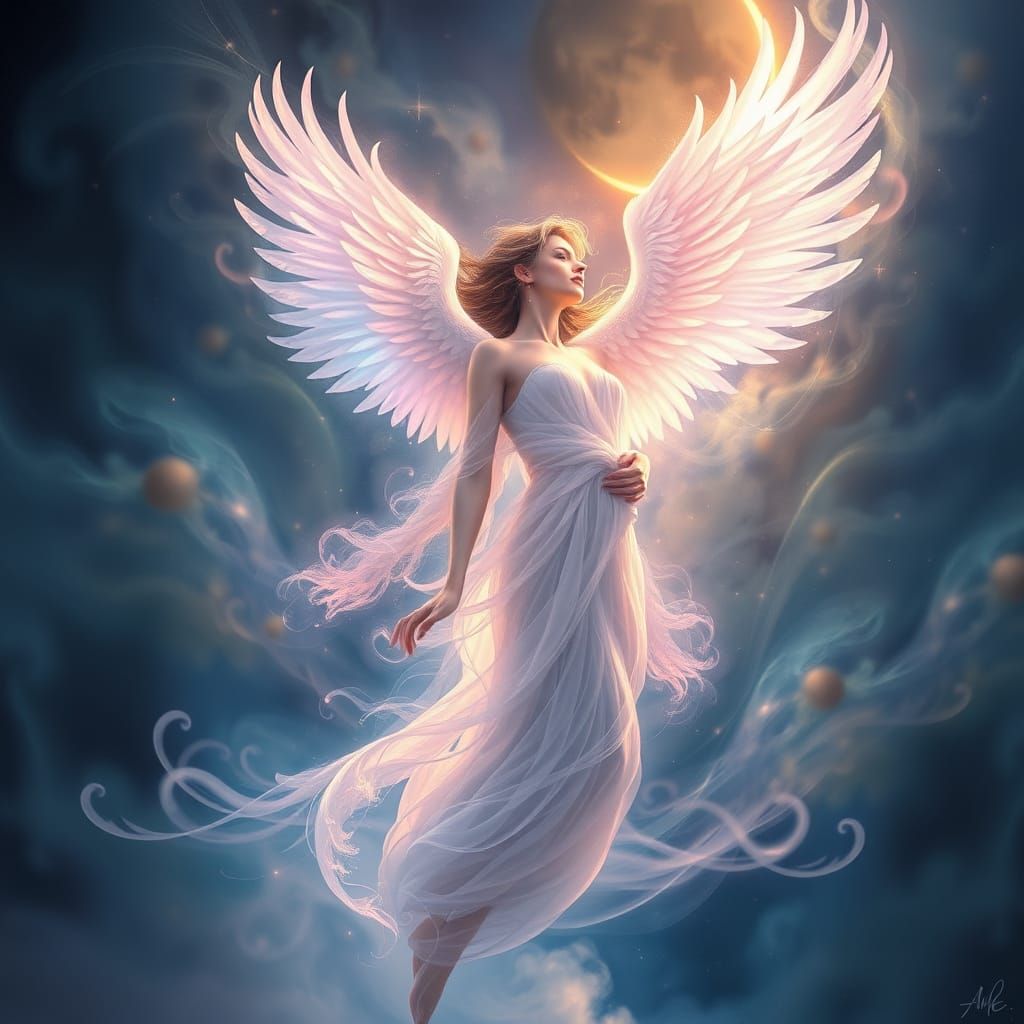 Mystical Woman Transforms into a Bird in Ethereal, Luminous ...