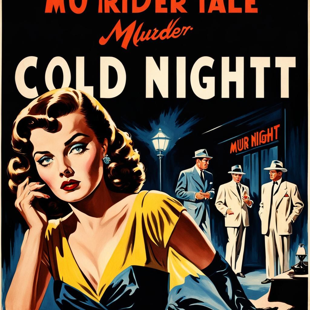 1950s Noir Poster: Cold Night Murder Mystery