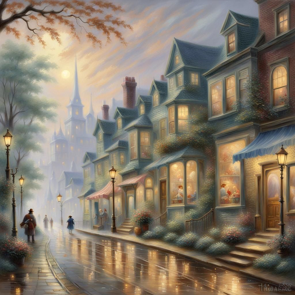 Ethereal 19th Century Street Scene in Luminist Style