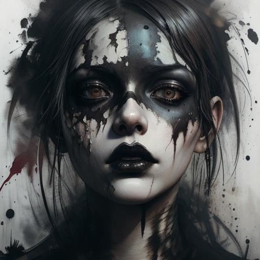 Gothic Woman's Portrait in Scumbling Style