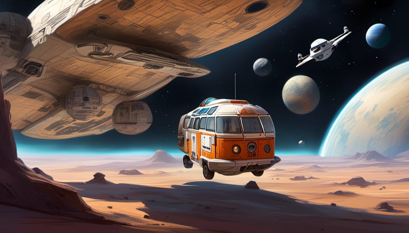 Star Wars Inspired Commuter Spacecraft in Orbit