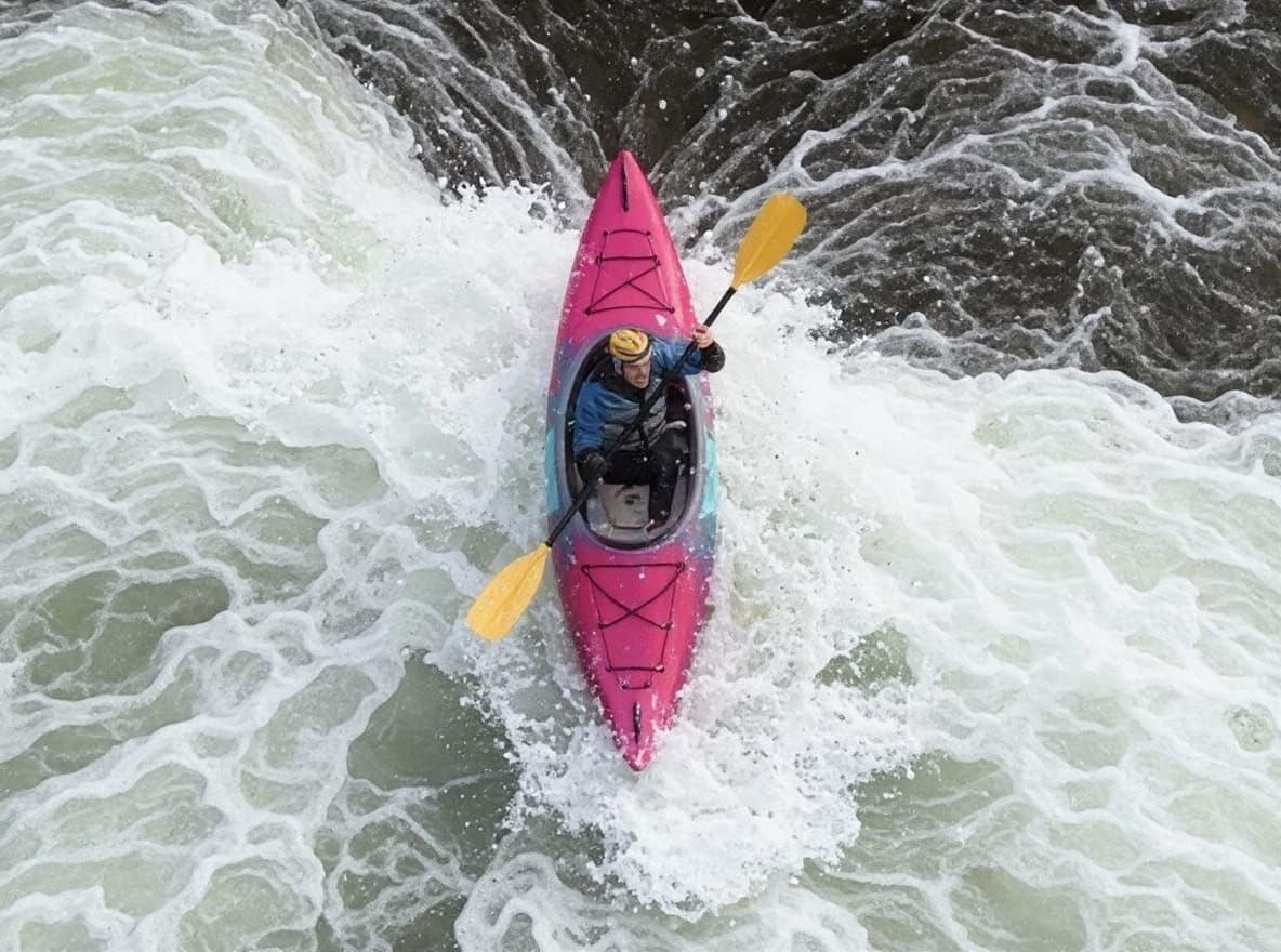 Kayaker Reaches Near Vertical Position on Water