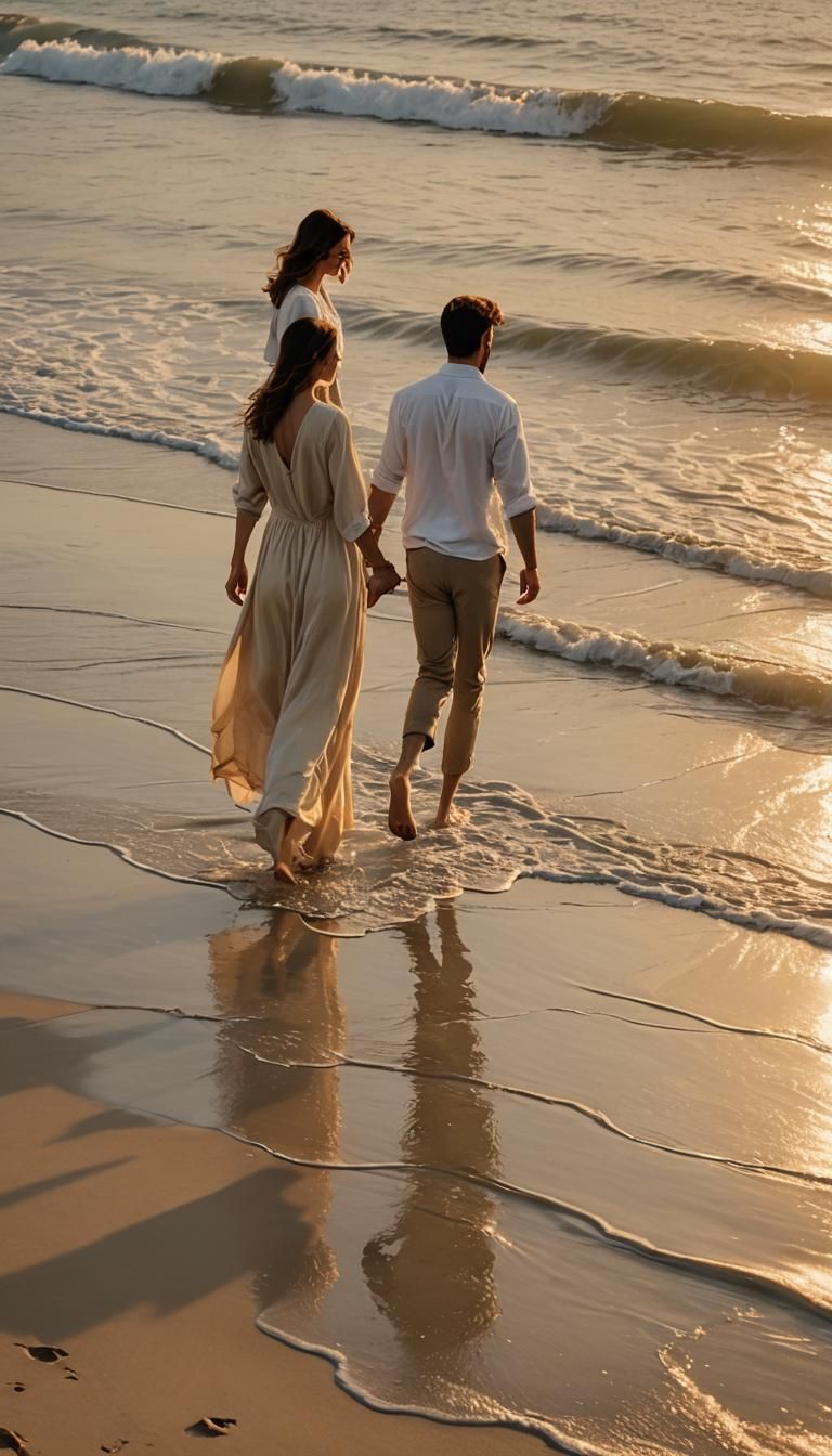 Couple's Sunset Walk: A Fantastical Matte Painting