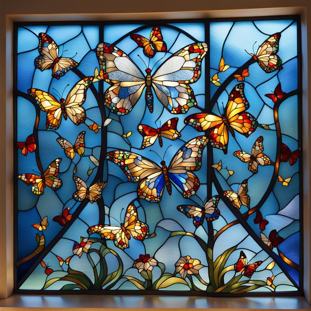 Stained Glass Butterflies with Jewels