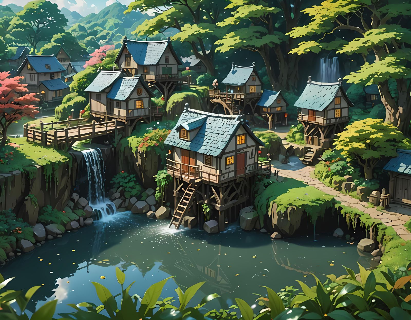 Miniature Fantasy Village Powered by Dewdrops