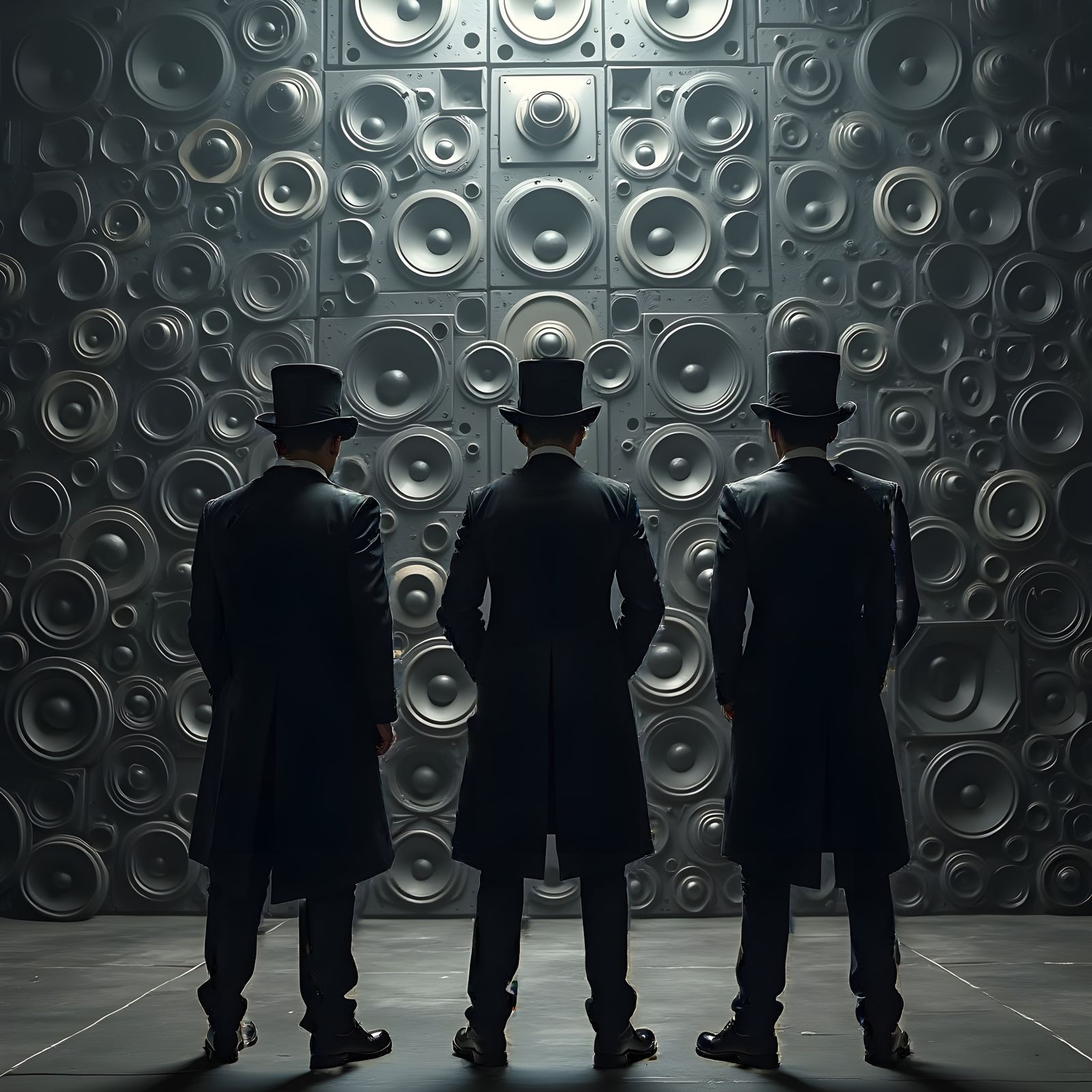 Shadowy Figures Before a Wall of Sound