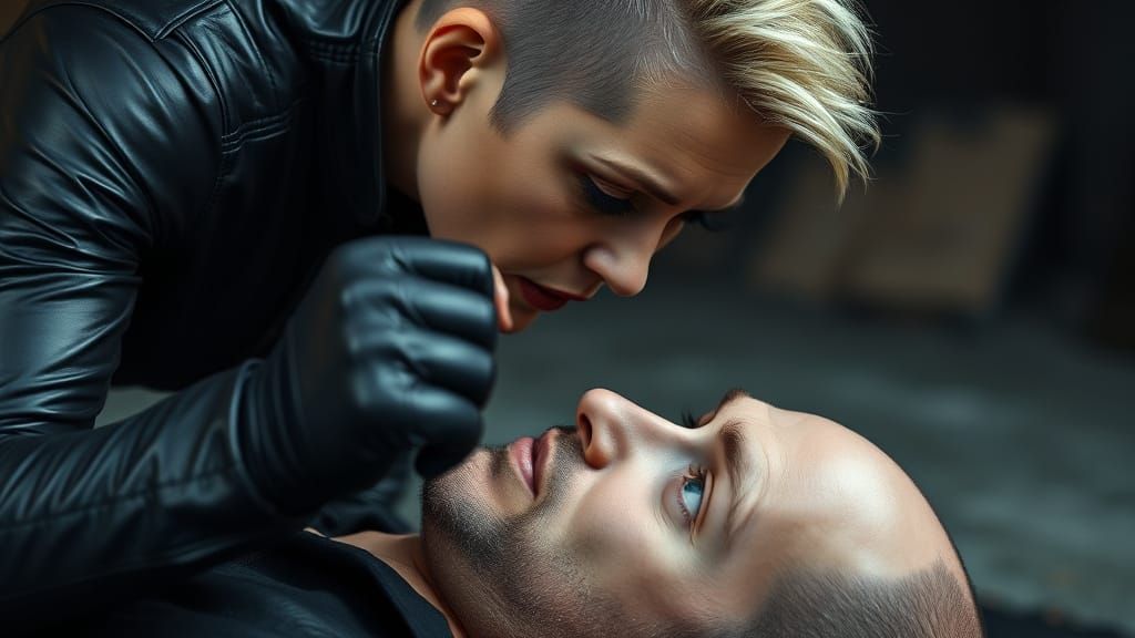 Nordic Woman in Leather: Hyperrealistic Portrait