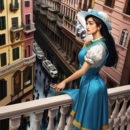 Balcony Prank: A Surreal Hyperrealistic Scene