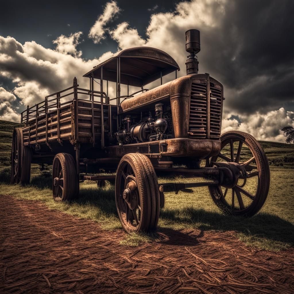 Hyperrealistic Tractor on a Farm in Cinematic Style