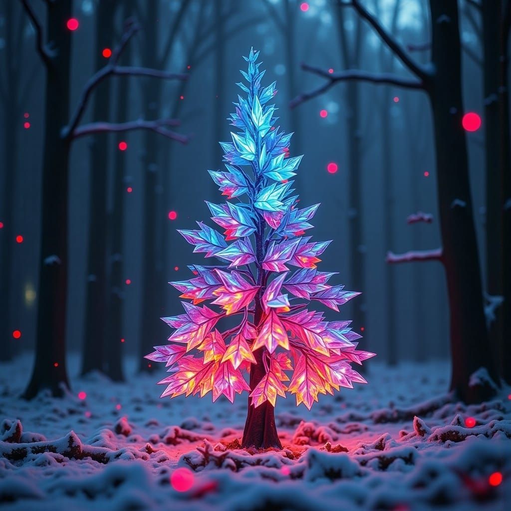 <lora:Fairy Wing:1.0> Hologram  projected Christmas Tree