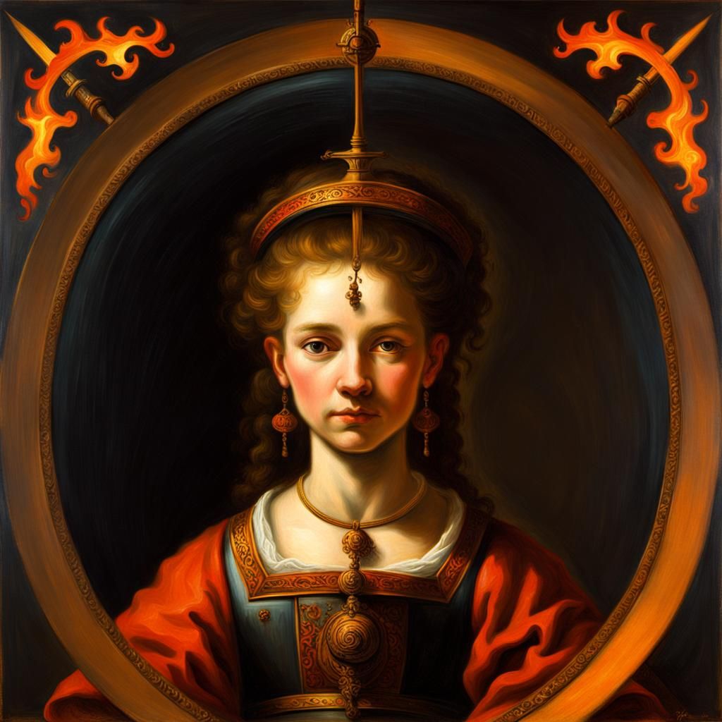 Sagittarius Woman in Rembrandt Oil Painting