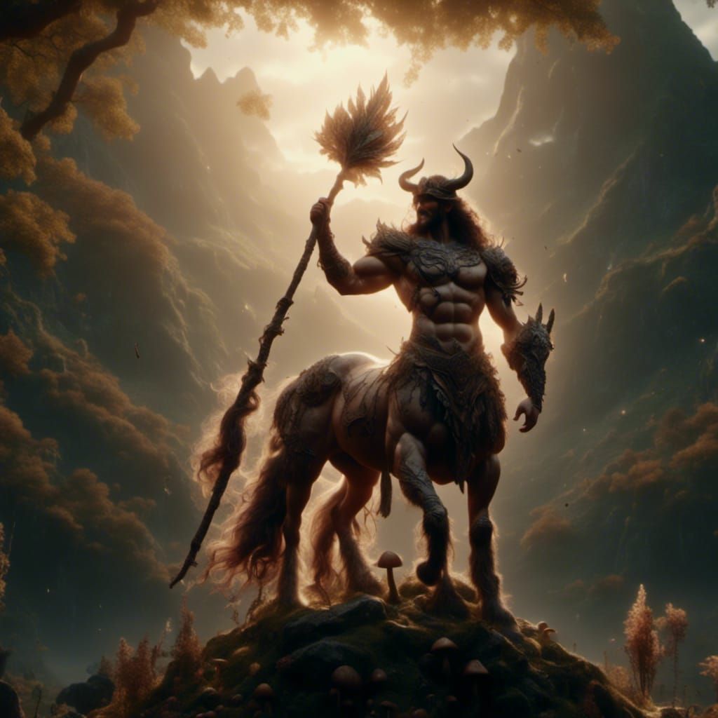 Fantasy Centaur Warrior in Magical Landscape