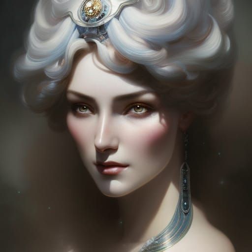 Steampunk Woman Portrait in Frosted Universe