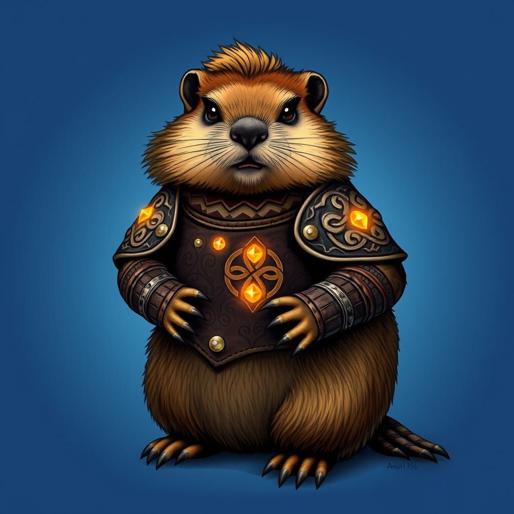 Regal Groundhog in Medieval Armor