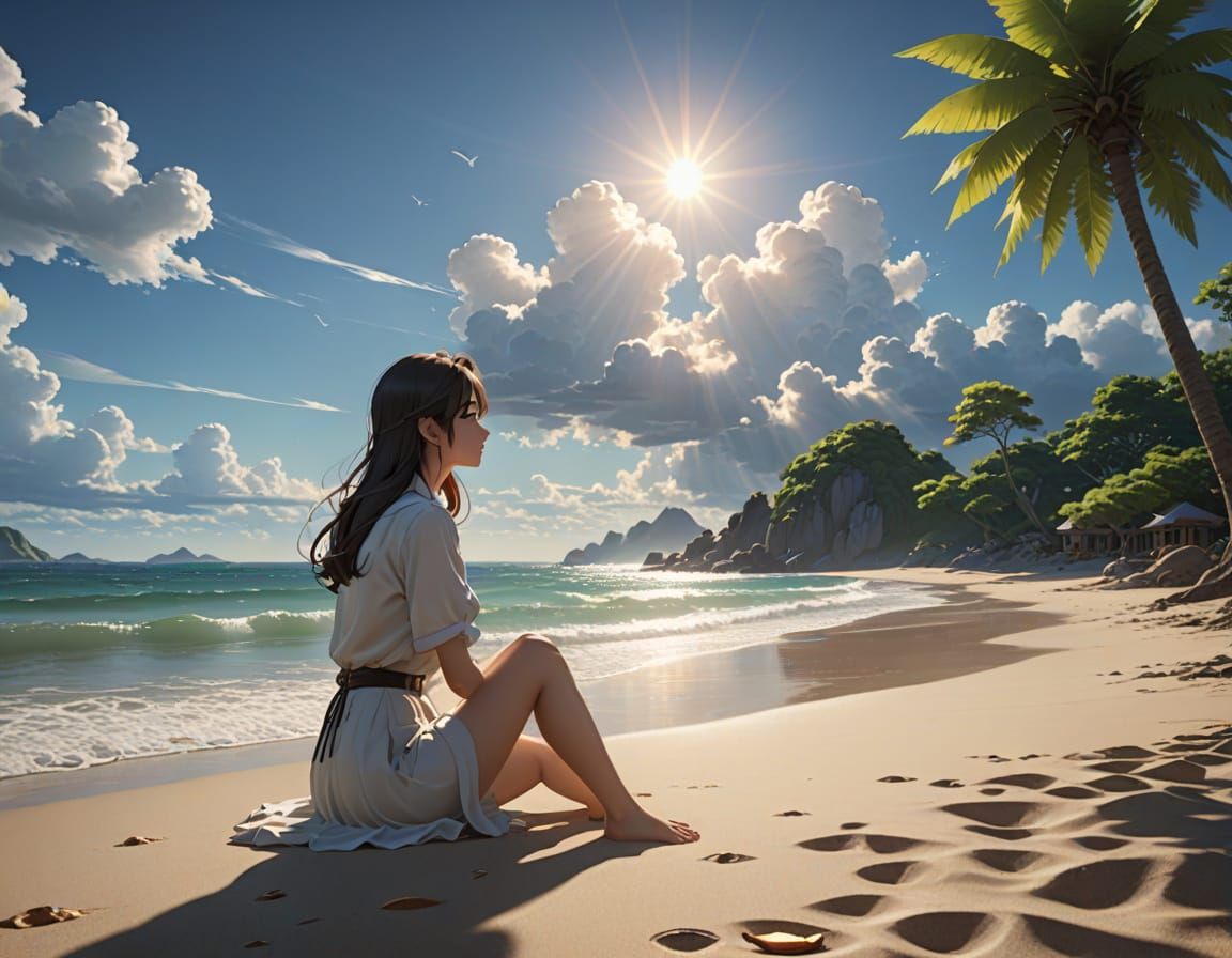 Ethereal Beach Scene in Cinematic Style