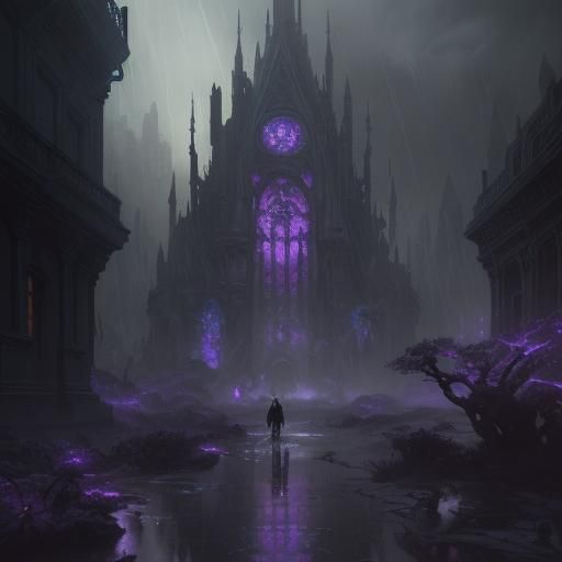 Utopic Rainy World: Dark Fantasy Concept Art
