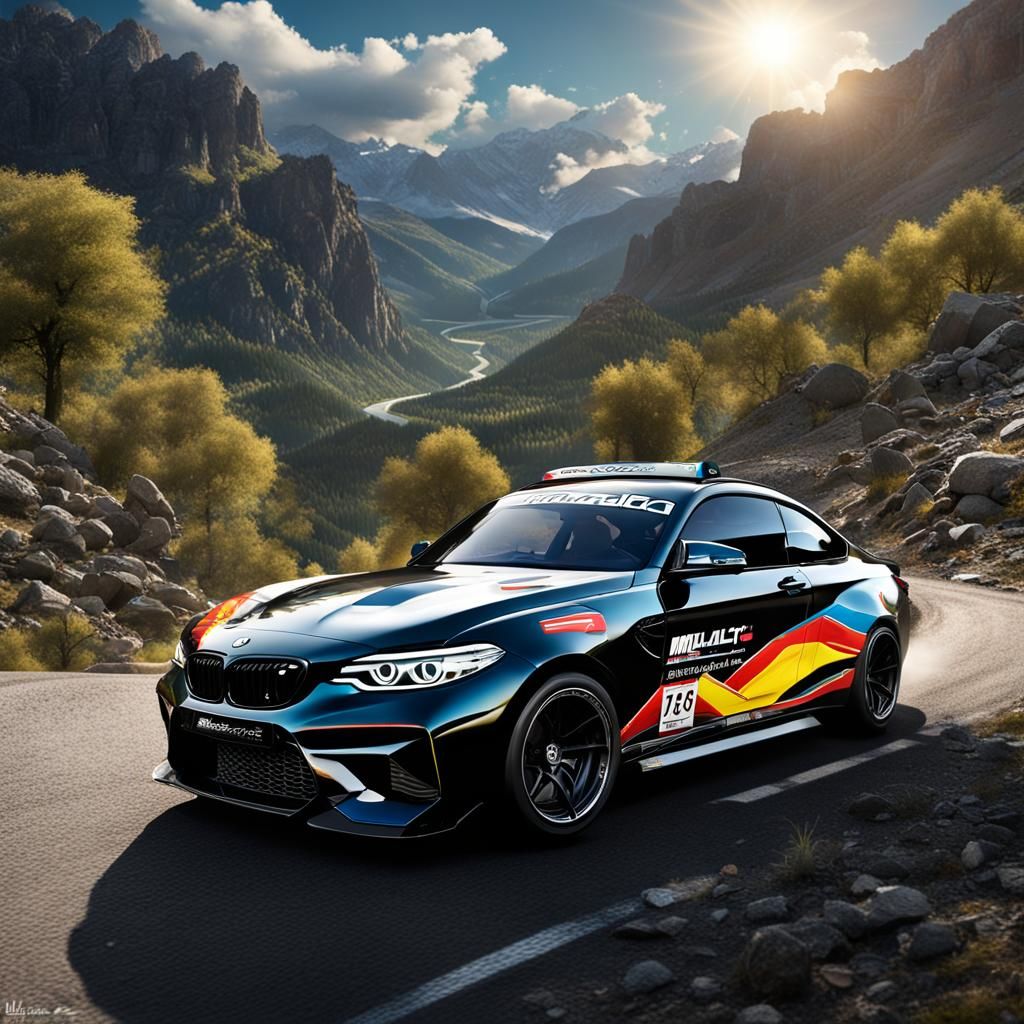 Black BMW M2 Rally Car with Metallica Livery