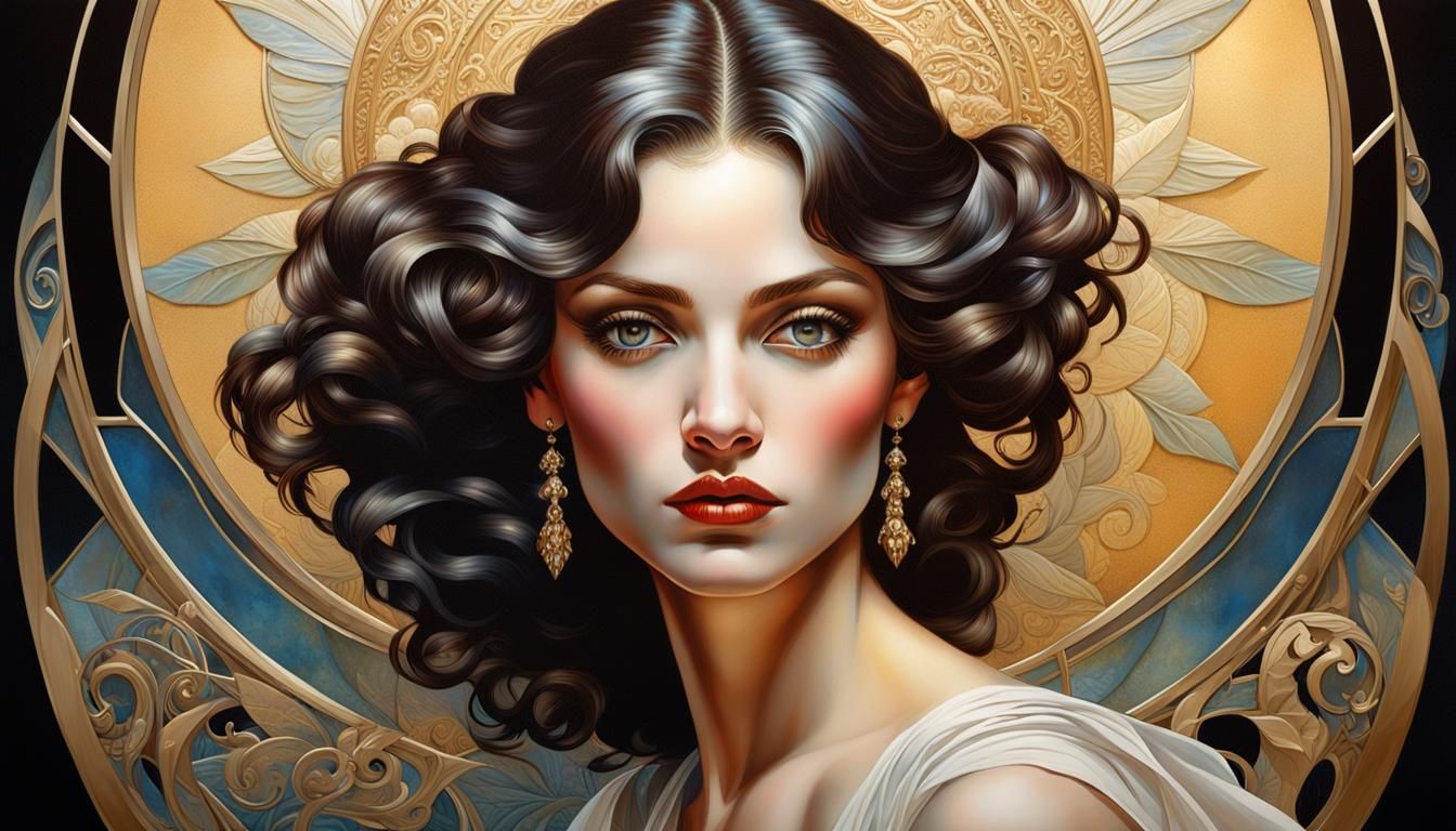 Radiant Portrait in Art Nouveau Style