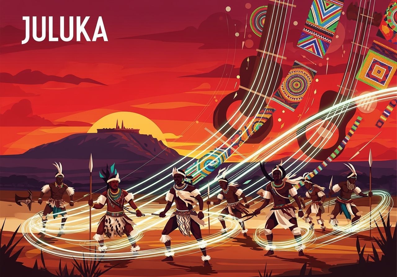 Afro-Futurist Zulu Warriors Dancing in Red Sunset