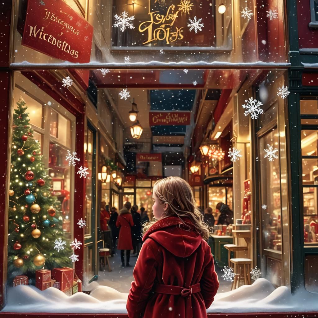 Victorian Girl at Christmas in Whimsical 3D Art