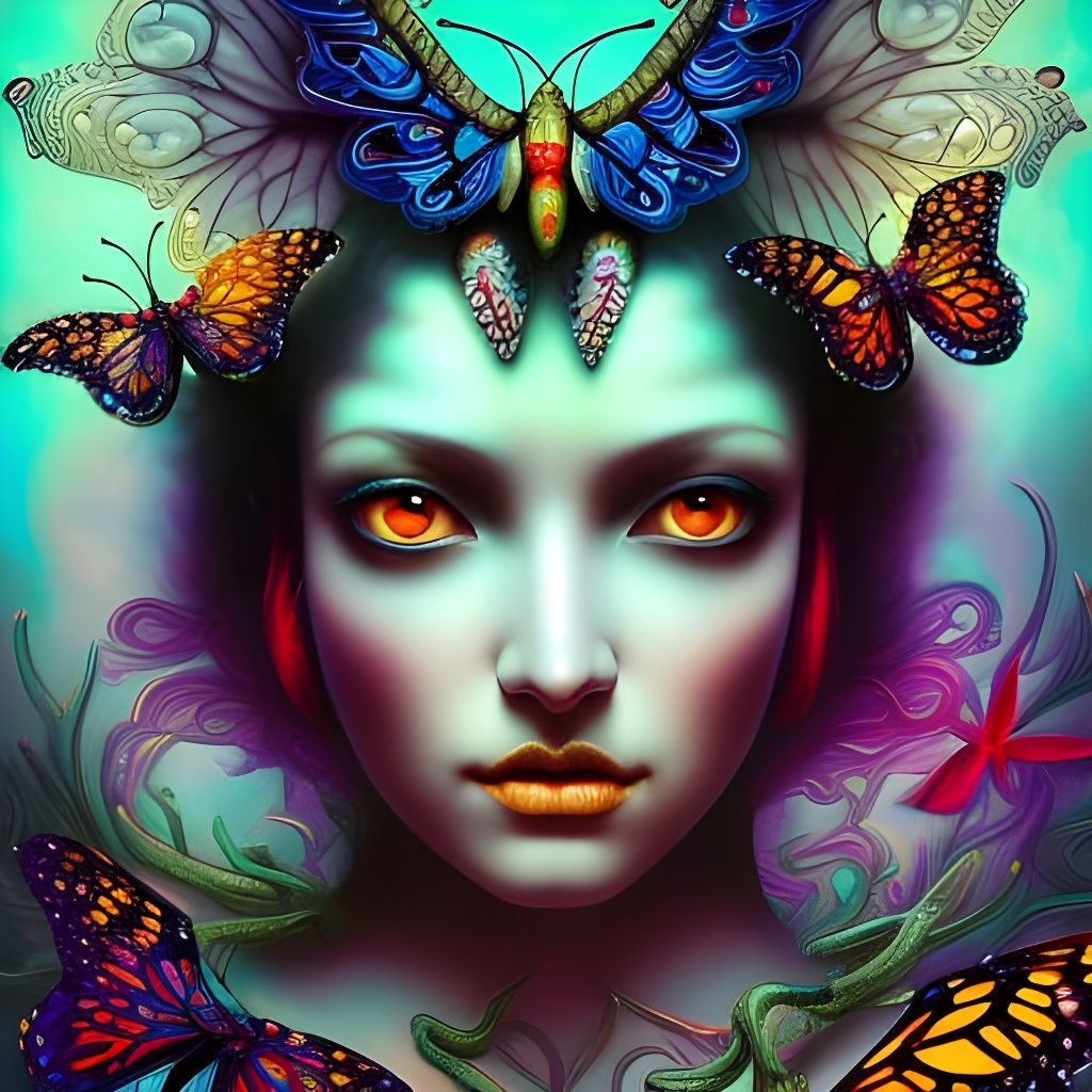 Psychedelic Butterfly Queen with Fractal Symmetry