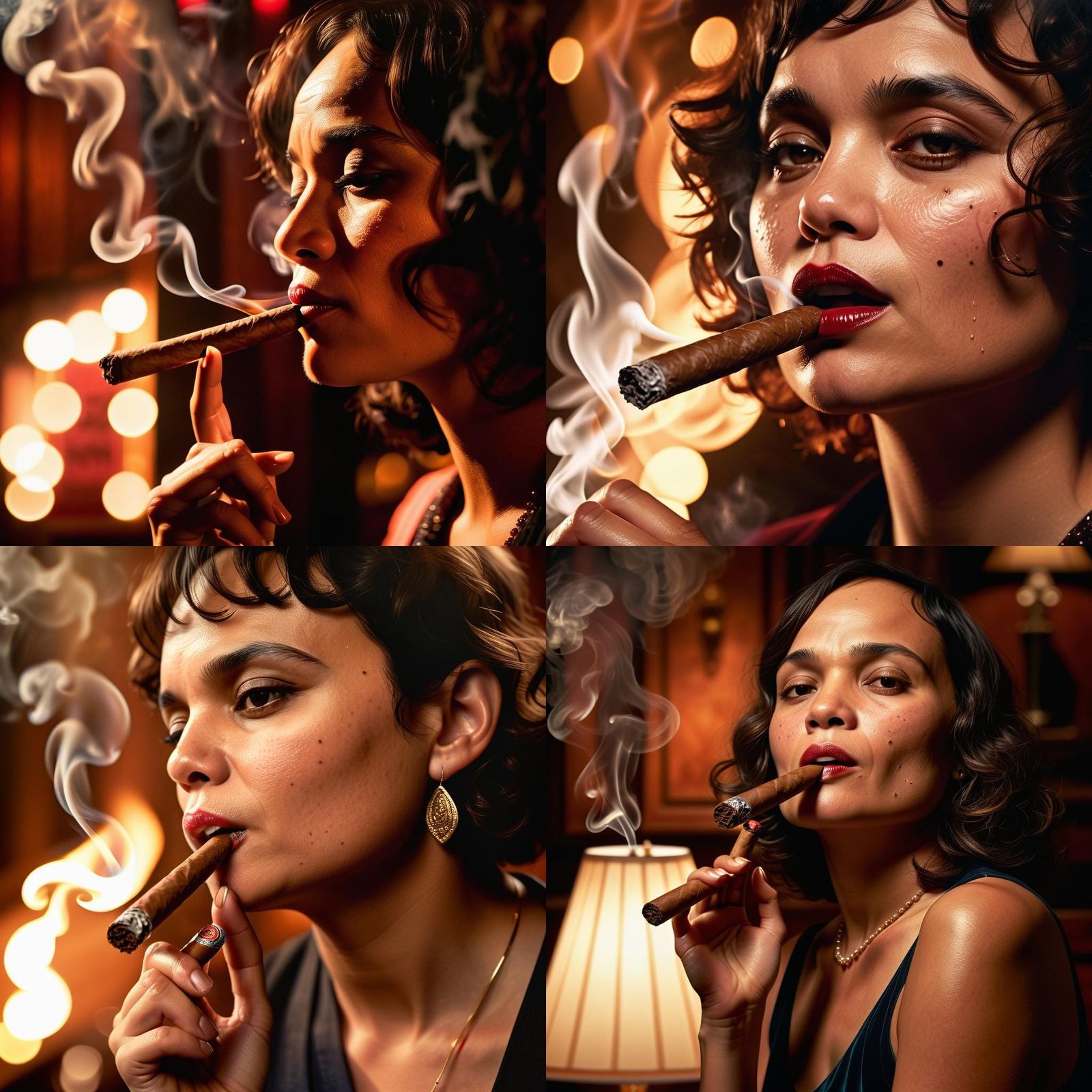 Norah Jones Smoking a Cigar: Realistic Portrait