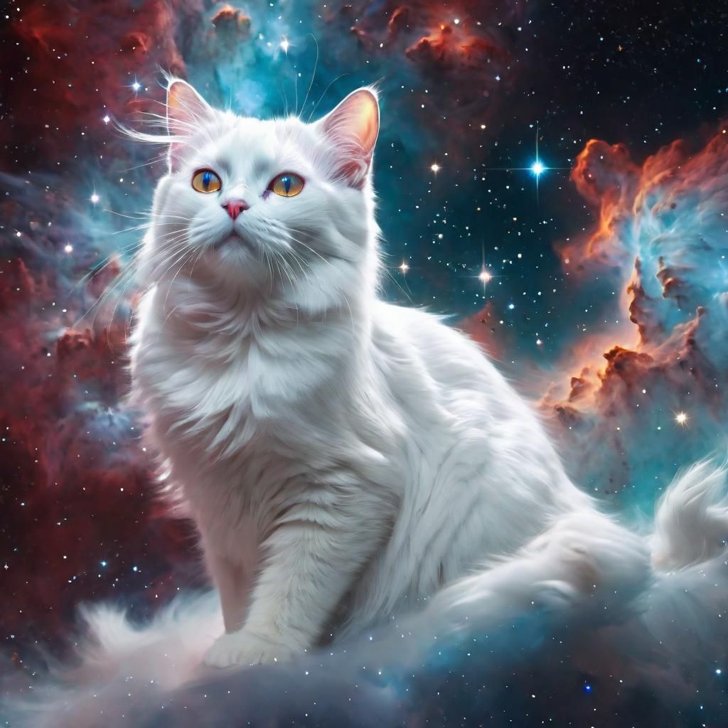 Spectacular White Cat Nebula in Deep Color