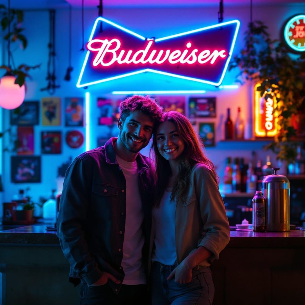 Cyberpunk Home Bar Scene with Neon Glow