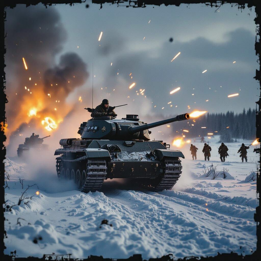 WWII Tiger Tank Assault on Frozen Tundra
