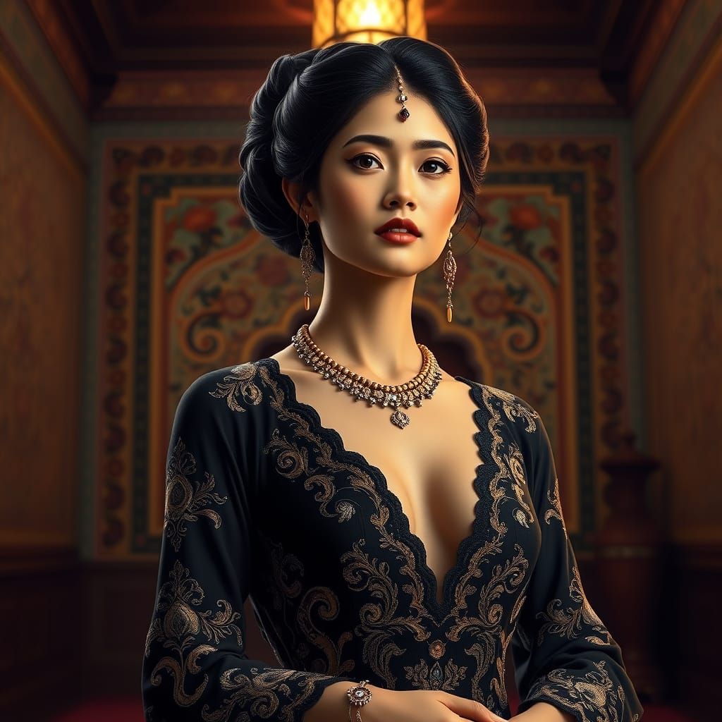Elegant Singaporean Woman in Opulent Attire