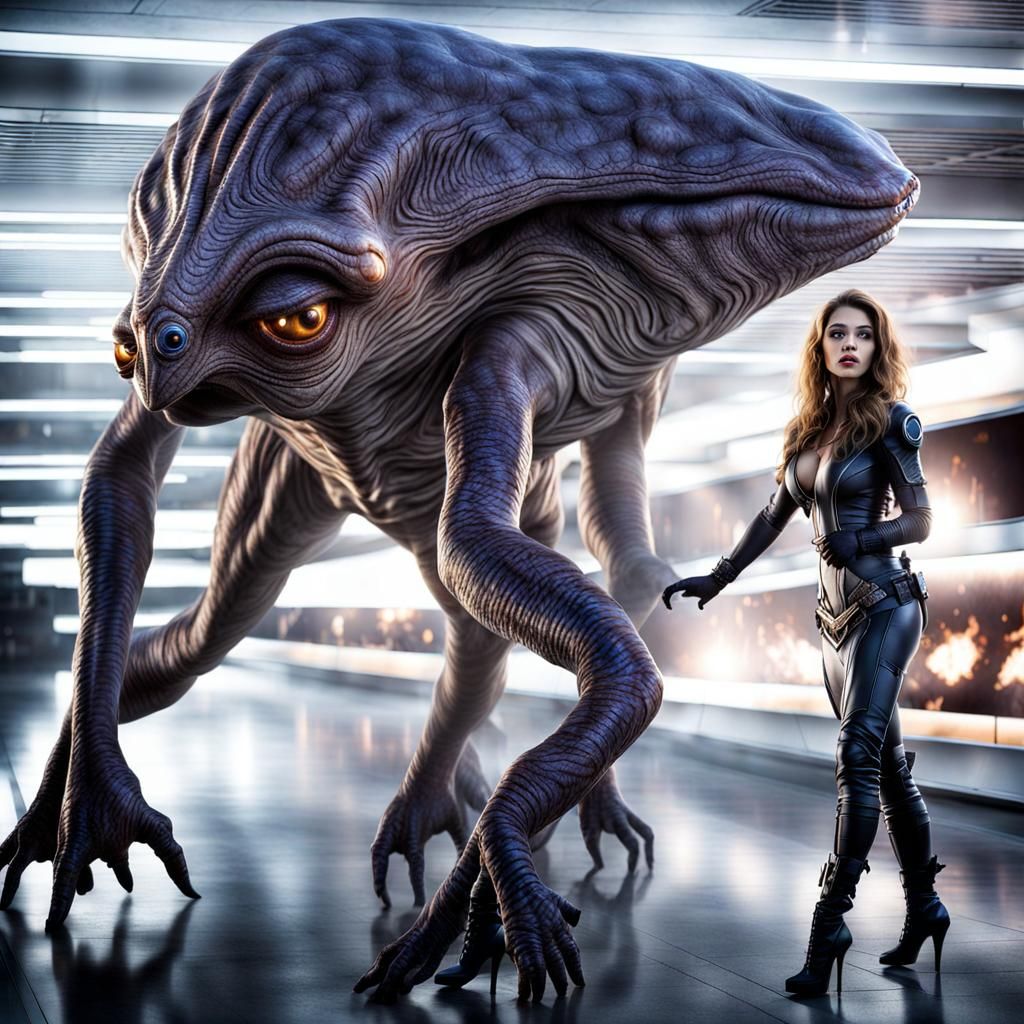 Photorealistic Aliens in Exotic Fashion: Detailed 8K Portrai...