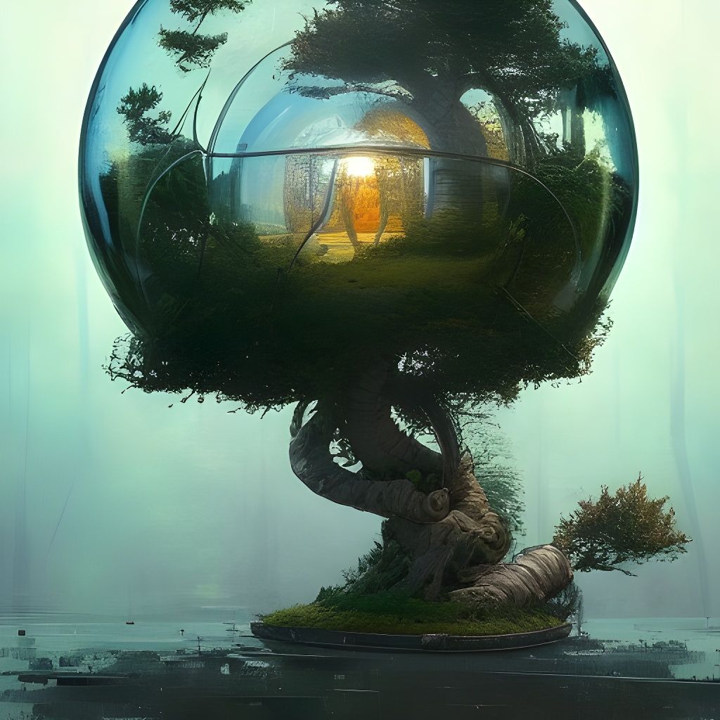 Bonsai Tree in Bubble: Fantasy Art Style