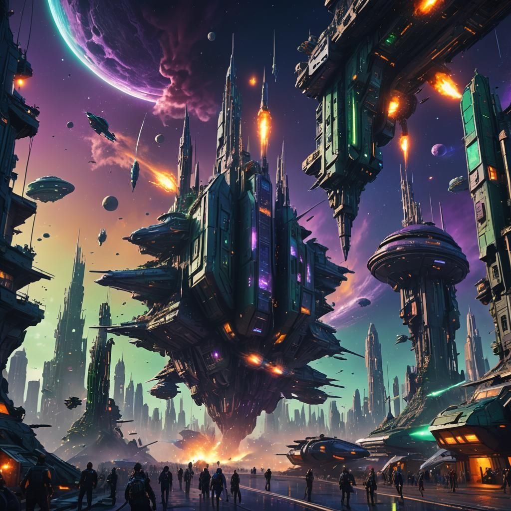 Space Pirates Invade a Futuristic City