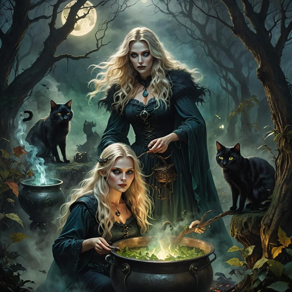 Halloween Witch in Dreamlike Dark Fantasy Art