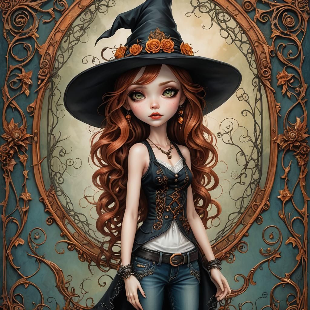 Modern Witch Portrait in Griffith-Burton Style