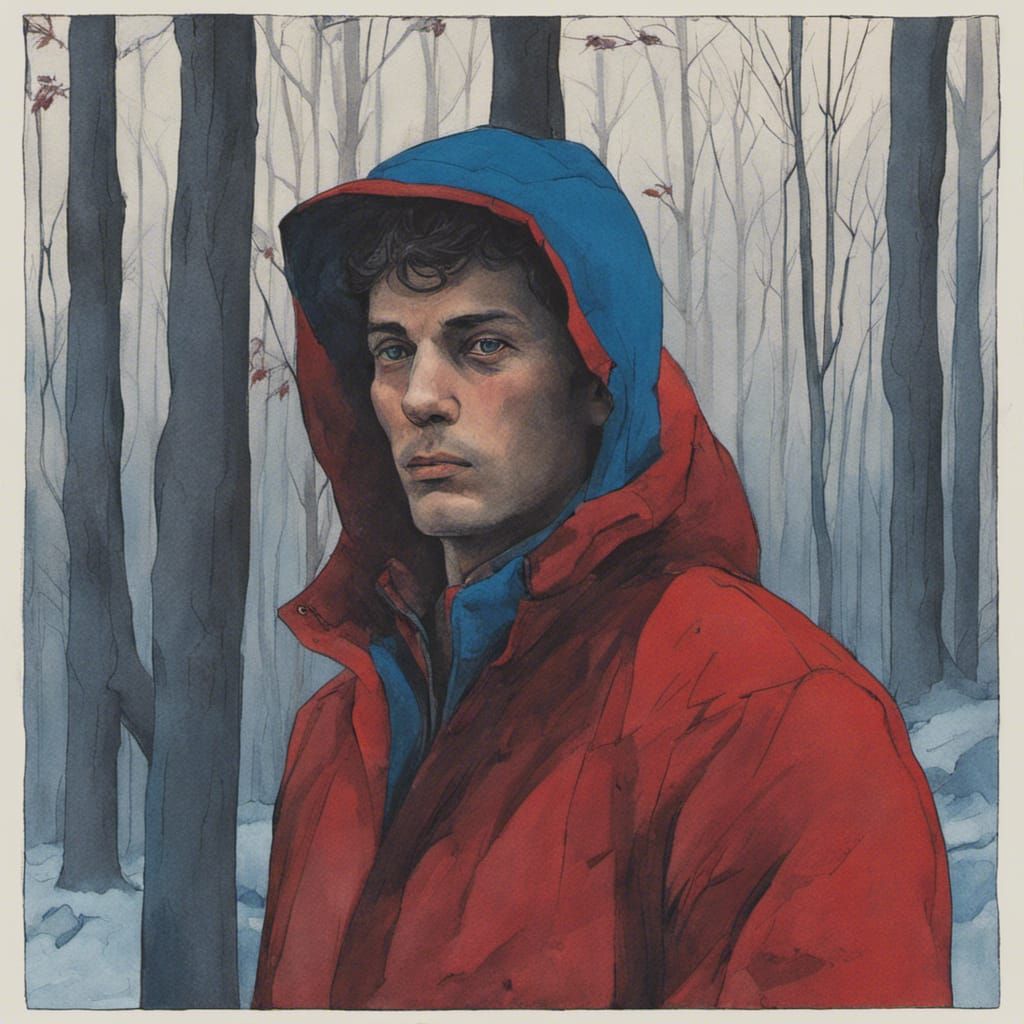 Man in Forest: Detailed Matte Painting